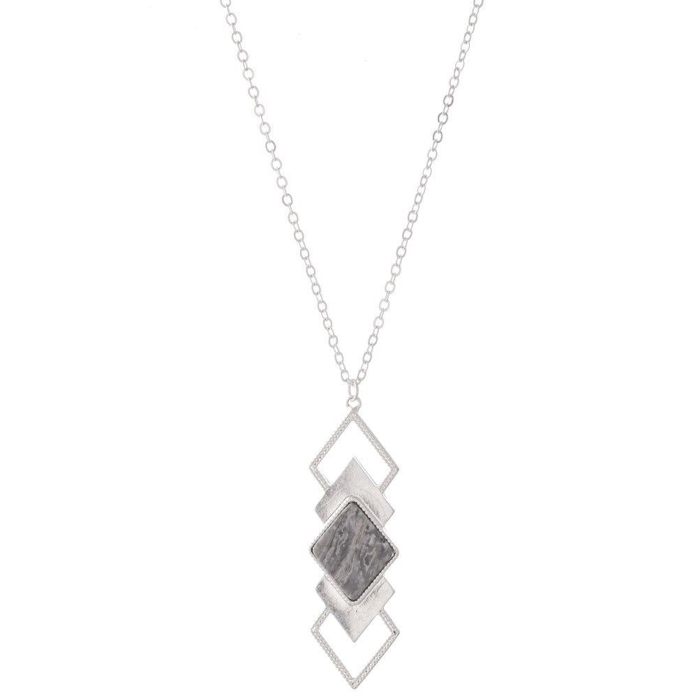 Shine like a Diamond Long Tiered Pendant Necklace, Style: Gray