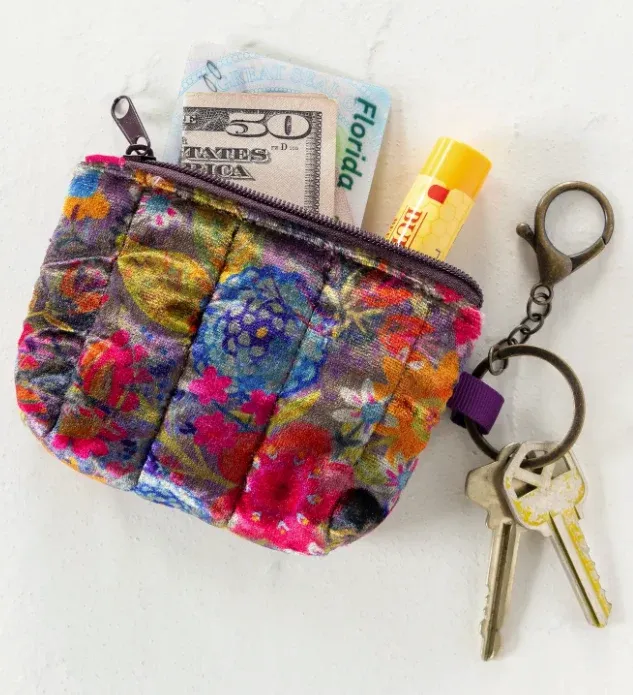 Mini Velvet Puffy Coin Purse Key Clip