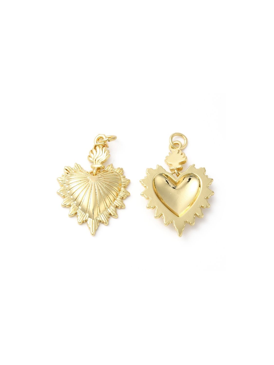 Gold Burning Love Heart Charm