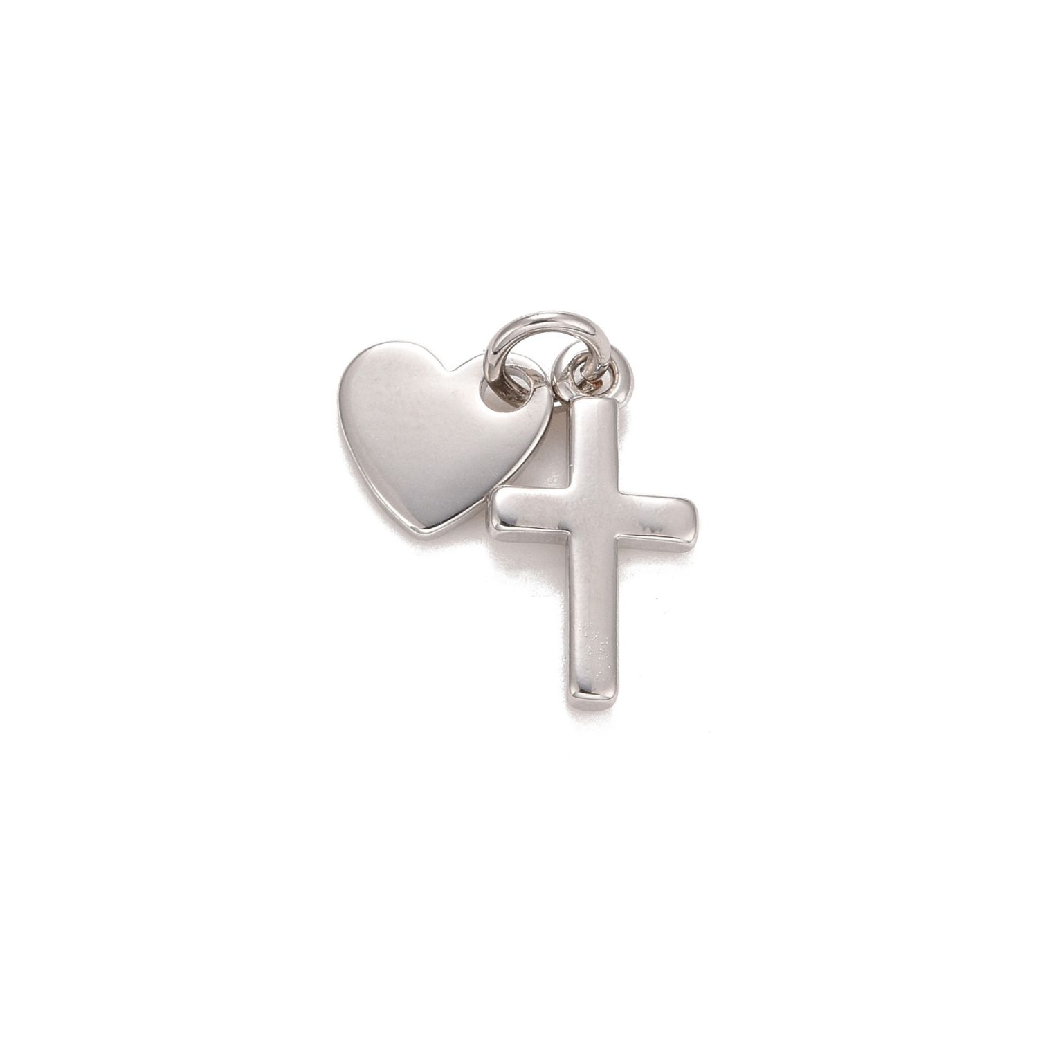 Silver Heart and Cross Charm