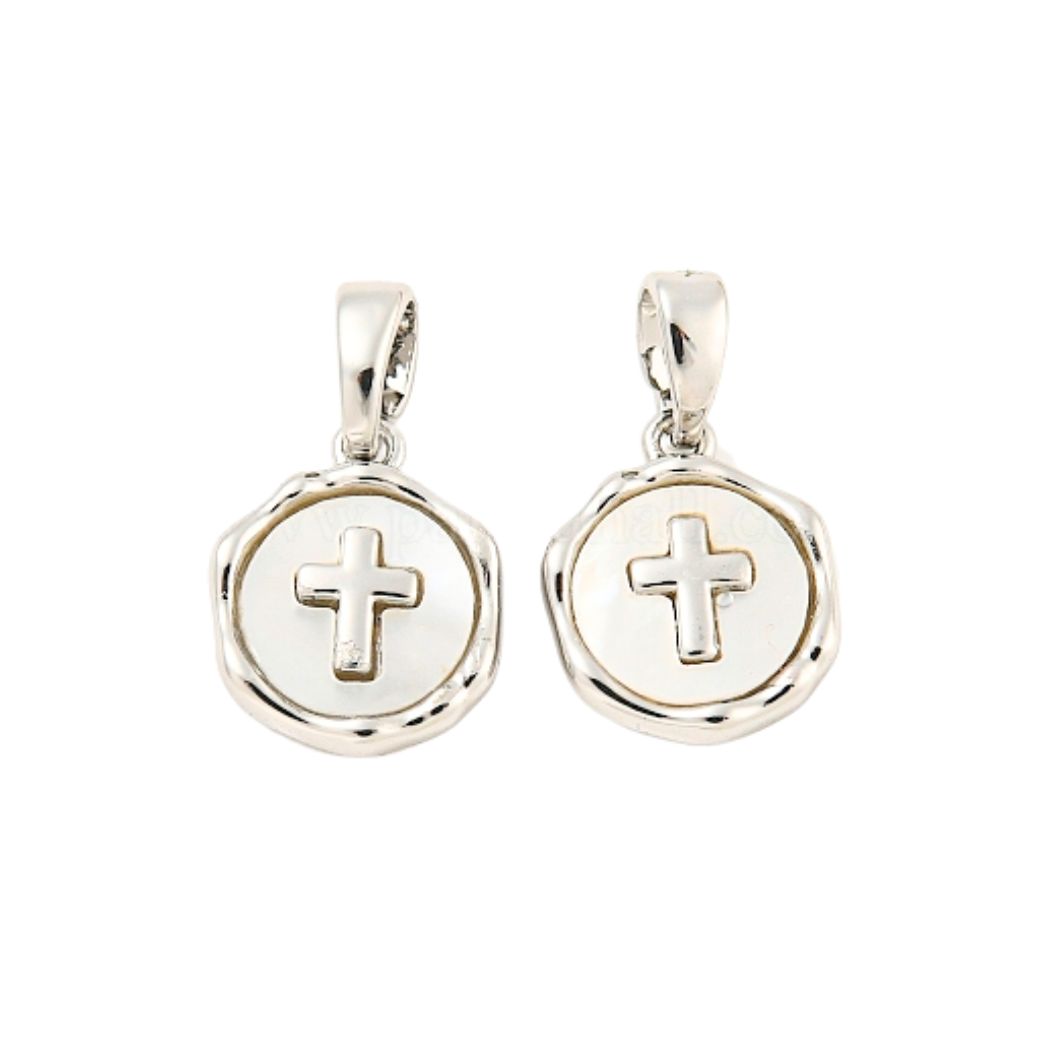 Silver Shell Cross Charm