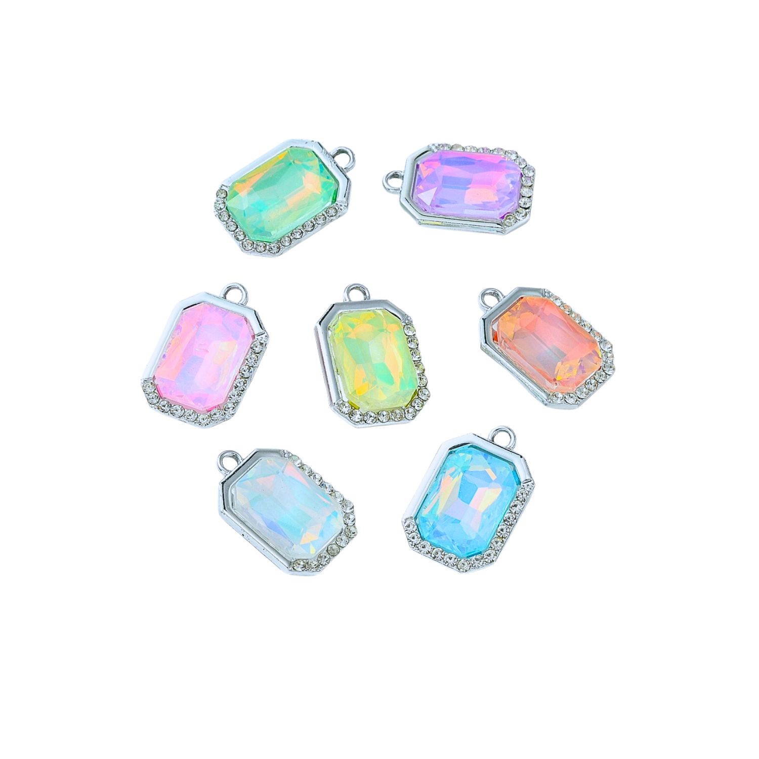 *Silver Radiant Octagon Charm- Assorted