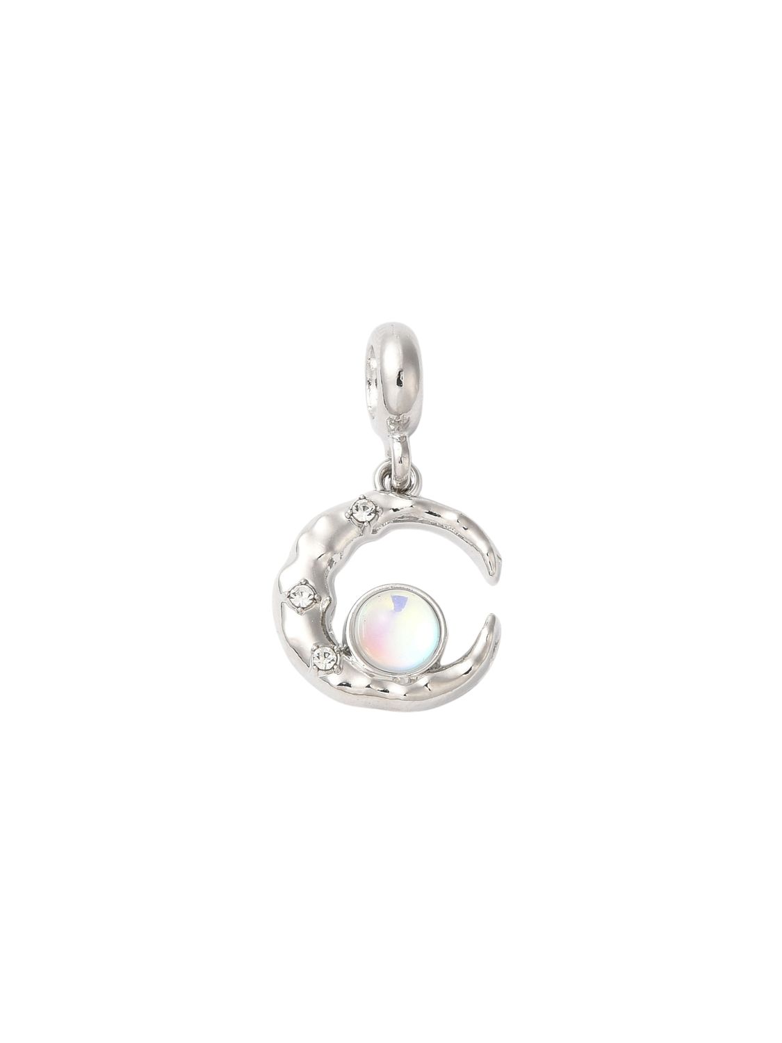 * Silver Iridescent Bubble Moon Charm