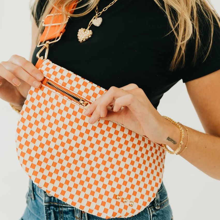 Westlyn Woven Checkered Orange Bum Bag