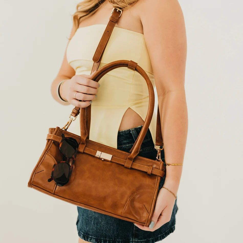 Brown Ethel Vegan Leather Shoulder Bag
