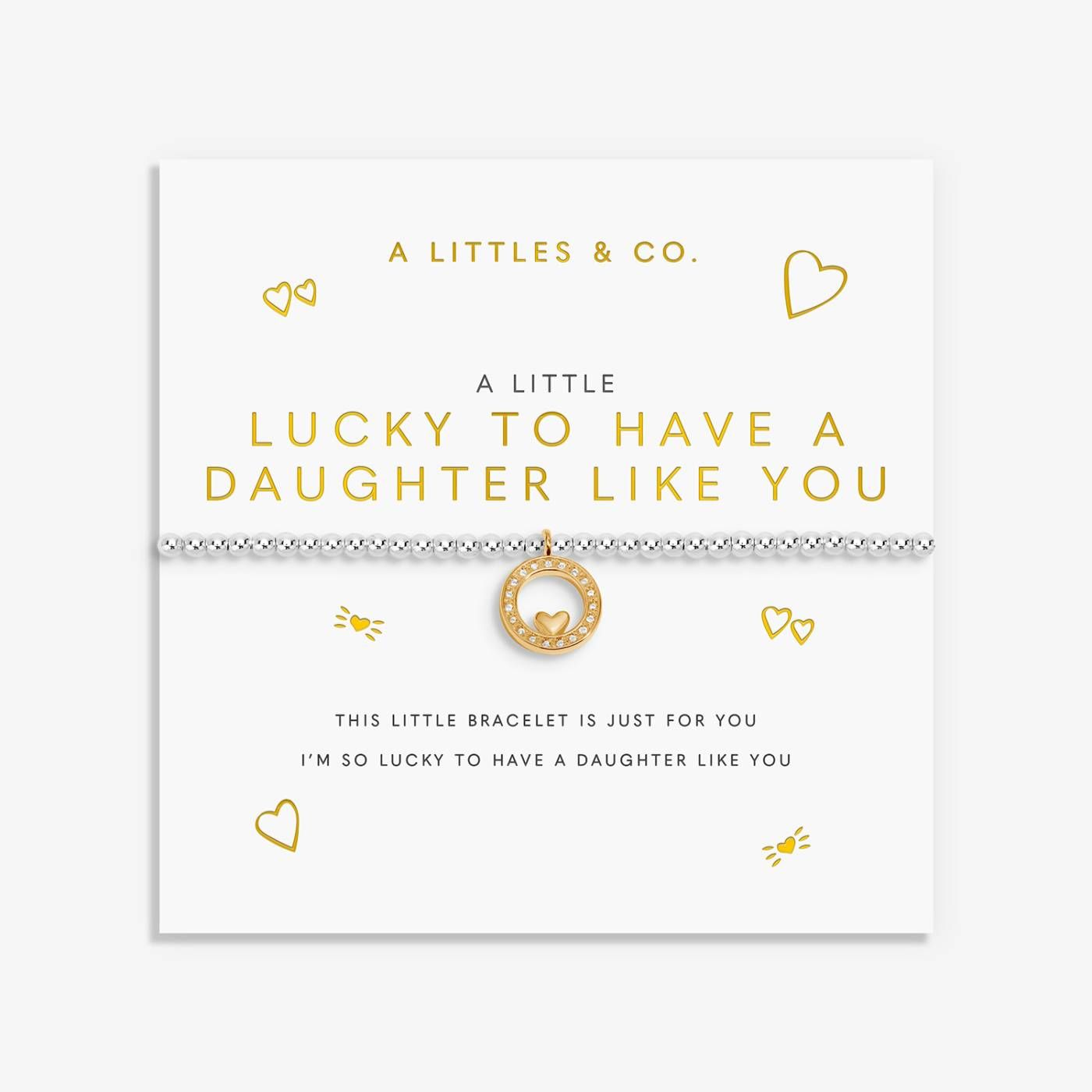 A LITTLE | LUCKY TO HAVE A DAUGHTER LIKE YOU | Silver &amp; Gold-Tone Plated | Bracelet | 6 7/8" stretch