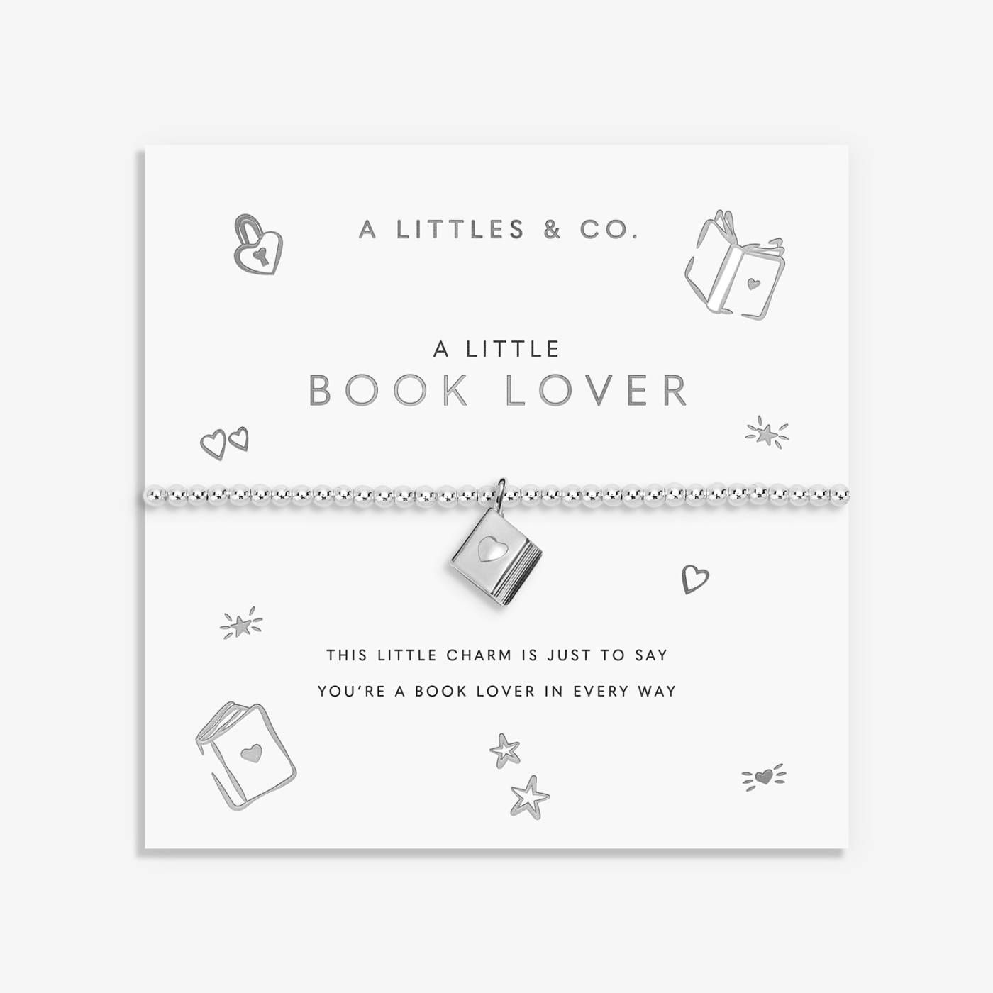 A LITTLE | BOOK LOVER | Silver Plated | Bracelet | 6 7/8" stretch