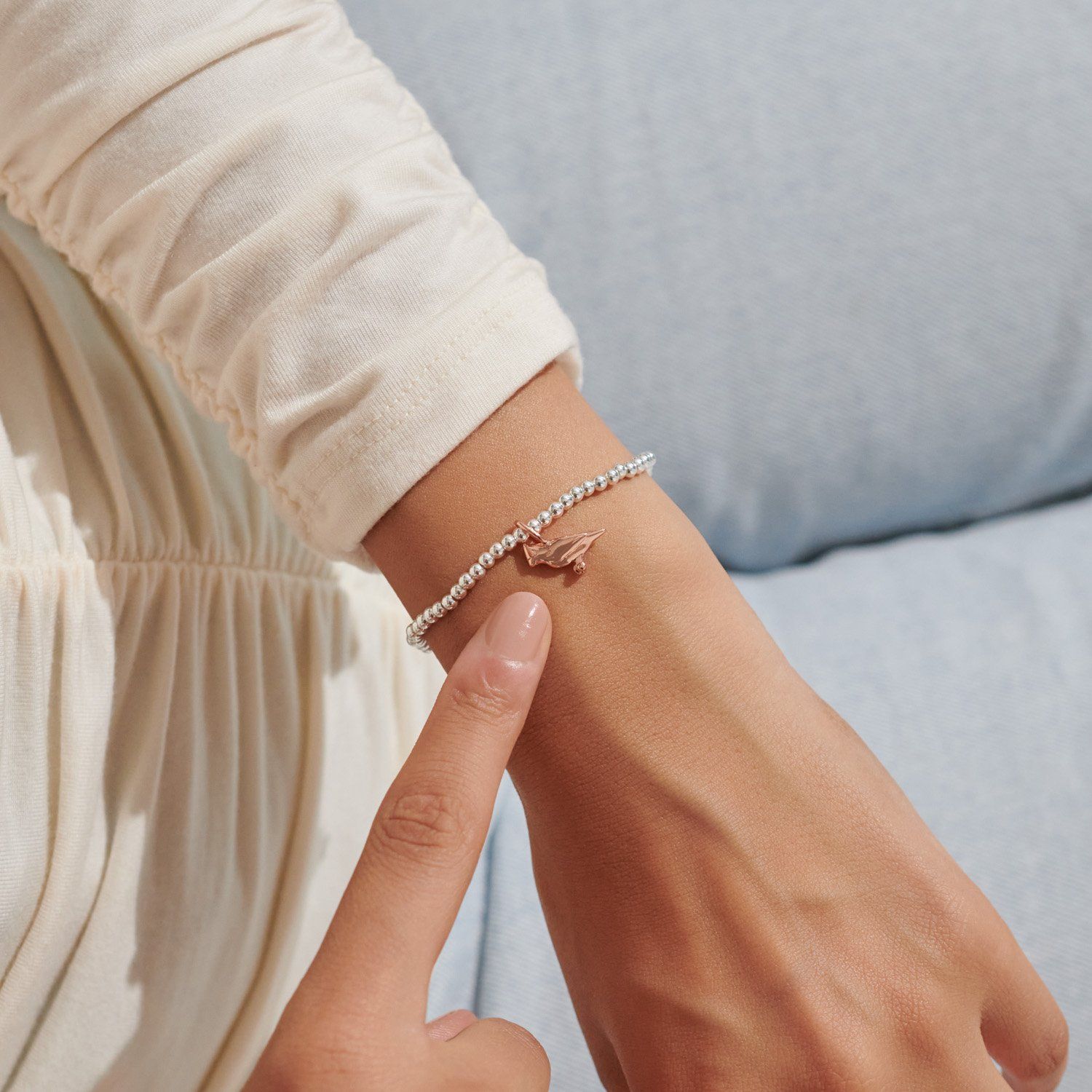 A LITTLE | RED CARDINAL | Silver Plated | Bracelet | 6 7/8" stretch