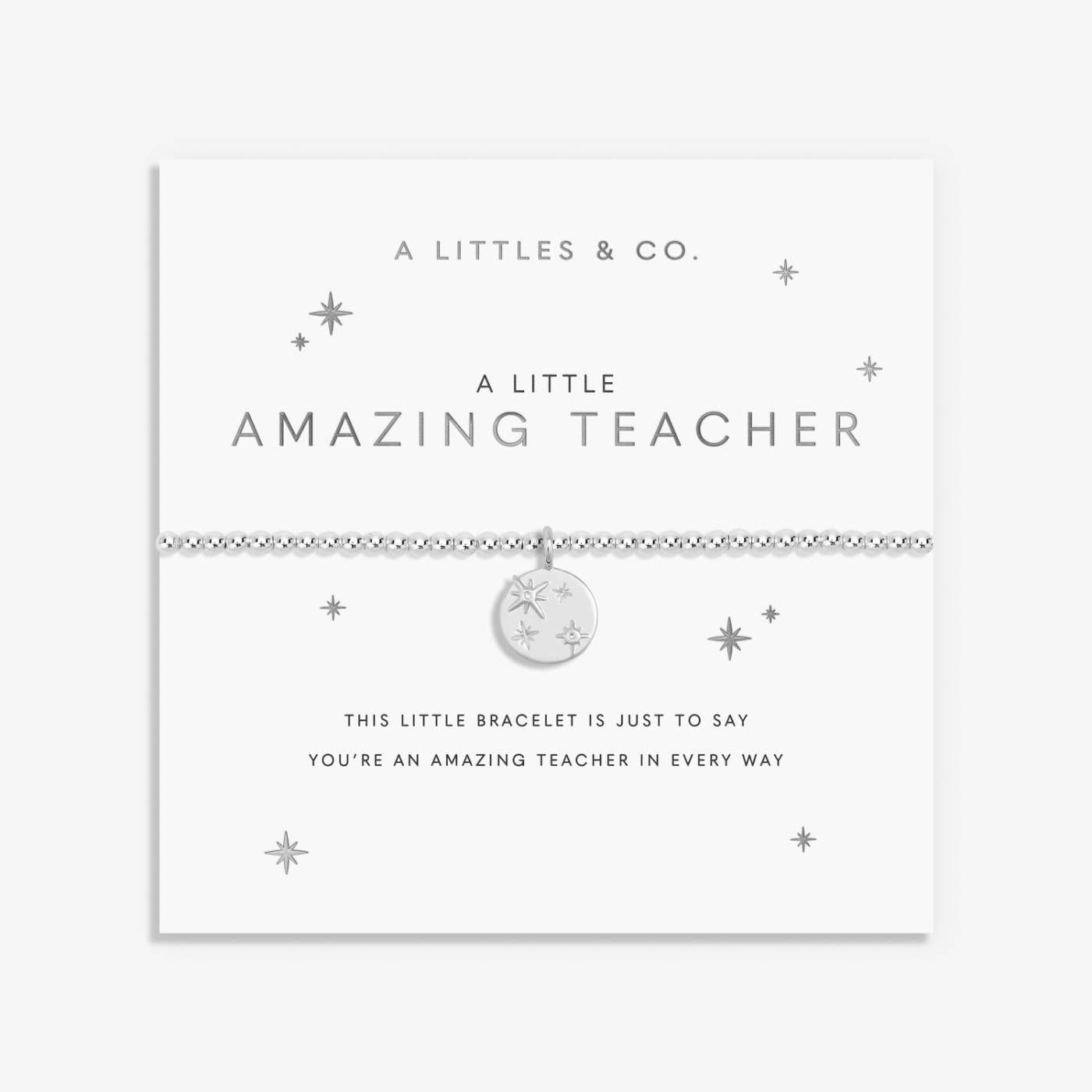 A LITTLE | AMAZING TEACHER | Silver Plated | Bracelet | 6 7/8" stretch