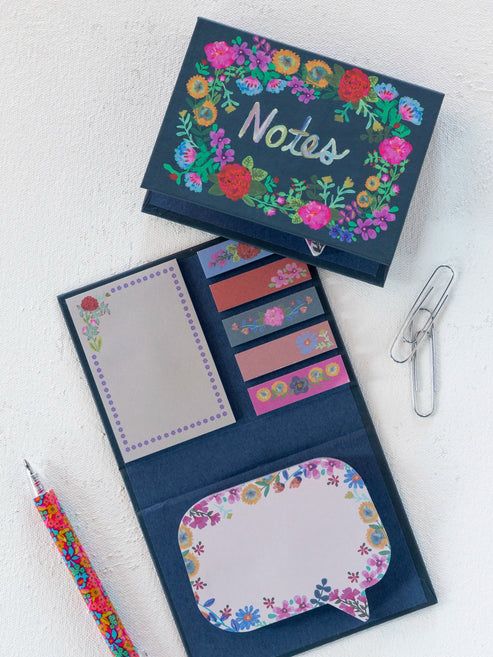 Sticky Note Book Teal Floral