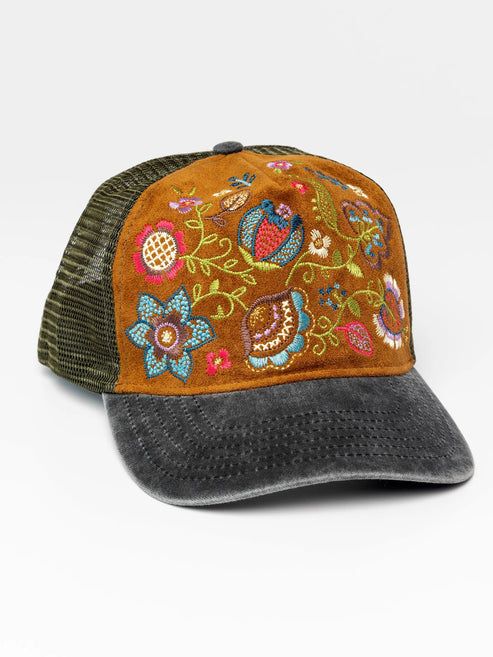 Embroidered Trucker Hat Camel