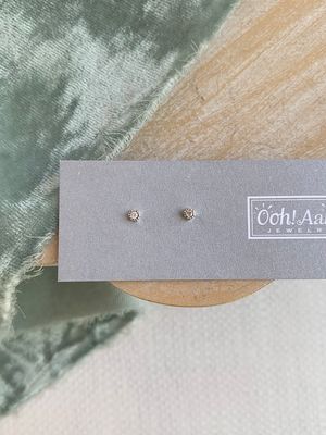 Dainty Diamond Dot 14k White Stud Earrings