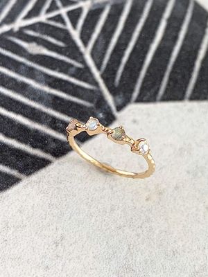 Moonstone & Labradorite 14k Rose Gold Stack Ring