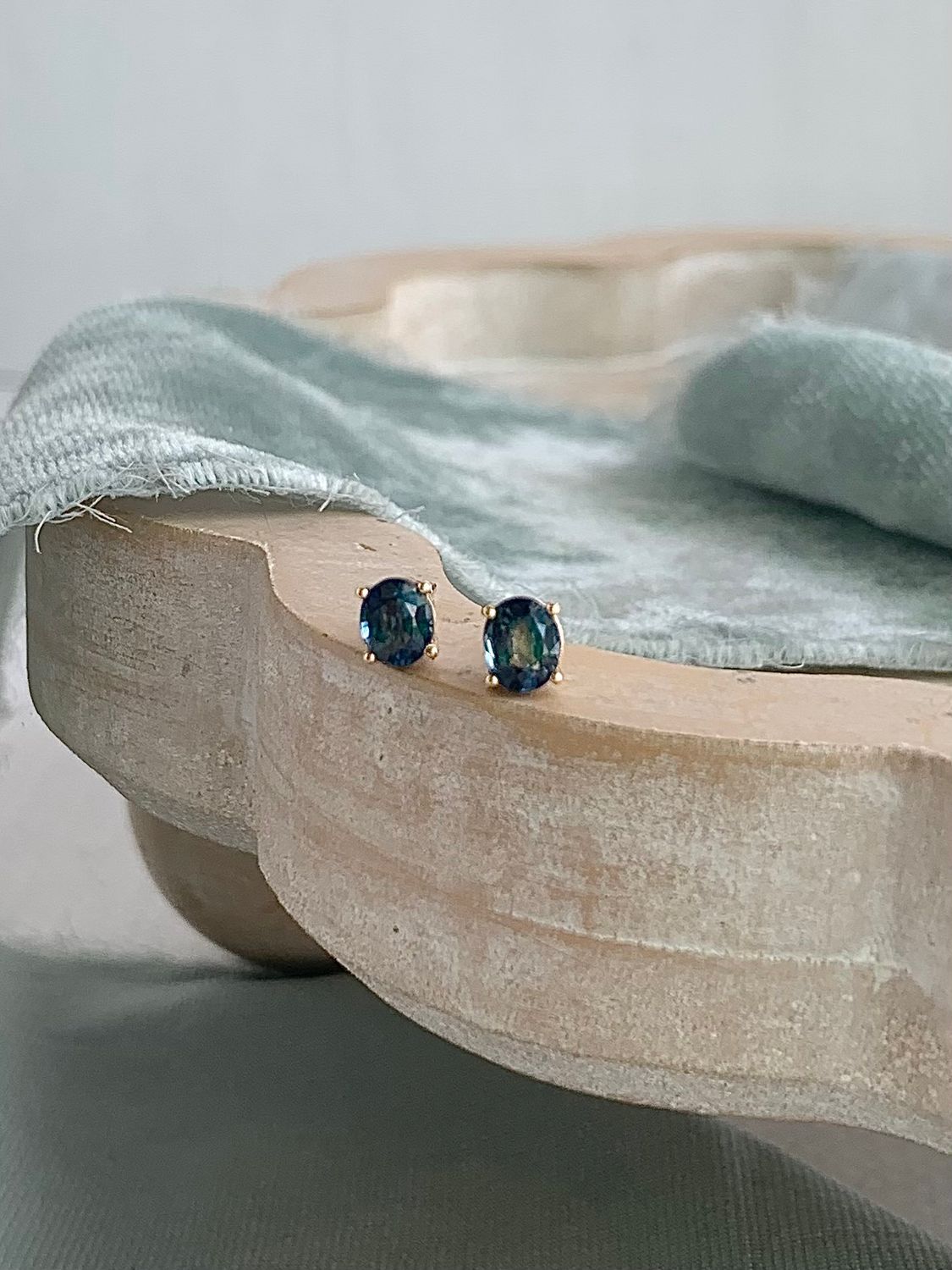 Moody London Blue Topaz 14k Yellow Stud Earrings