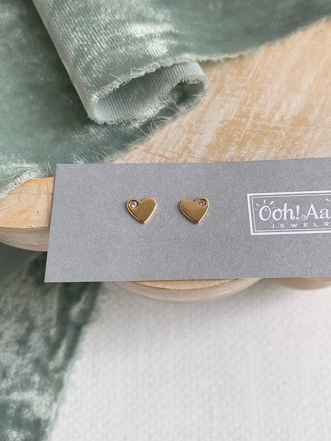 Be Mine Heart Diamond 14k Yellow Stud Earrings