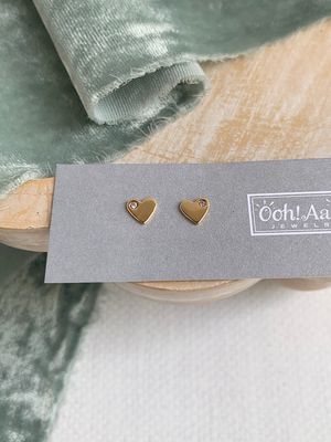 Be Mine Heart Diamond 14k Yellow Stud Earrings