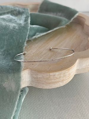 Dainty Pave Diamond 14k White Cuff
