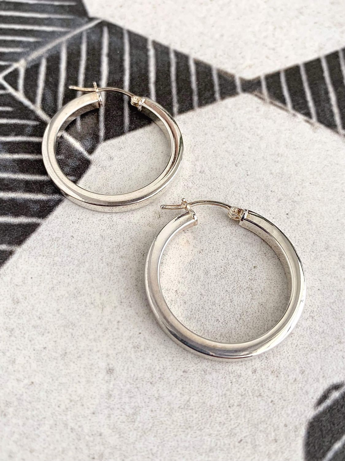 It's Hip To Be Squared Wide Silver Hoop Earrings