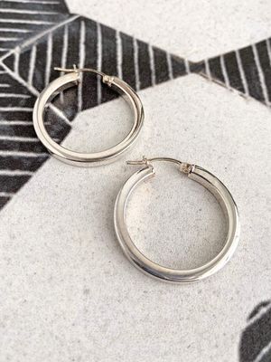 It's Hip To Be Squared Wide Silver Hoop Earrings