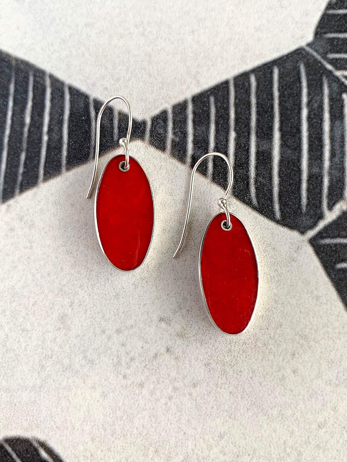 Confident Red Coral Silver Earrings