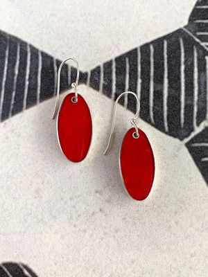 Confident Red Coral Silver Earrings