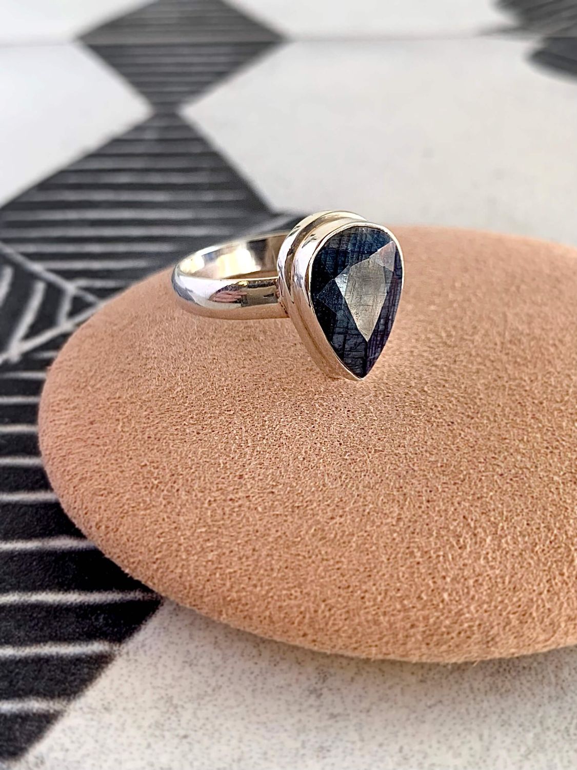 Mellow Meditation Sapphire Silver Ring