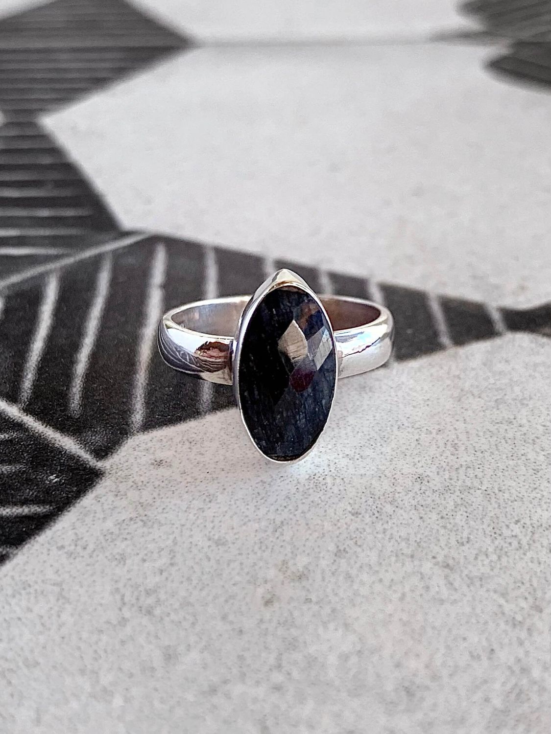 Regal Rough Sapphire Silver Ring