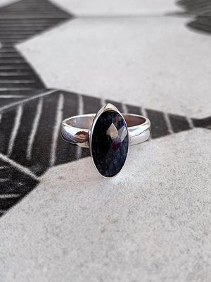 Regal Rough Sapphire Silver Ring