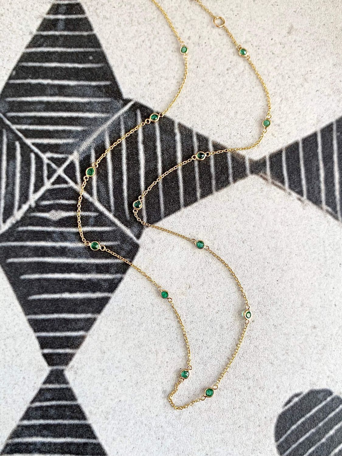 Petite Emerald Stations 18k Yellow Gold Necklace