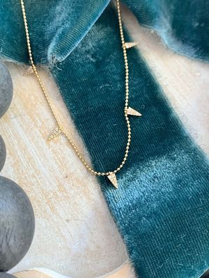 Pave Diamond Spike 14k Yellow Gold Necklace