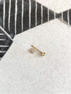 Tiny Diamond Halo 18k Yellow Gold Stud Earrings
