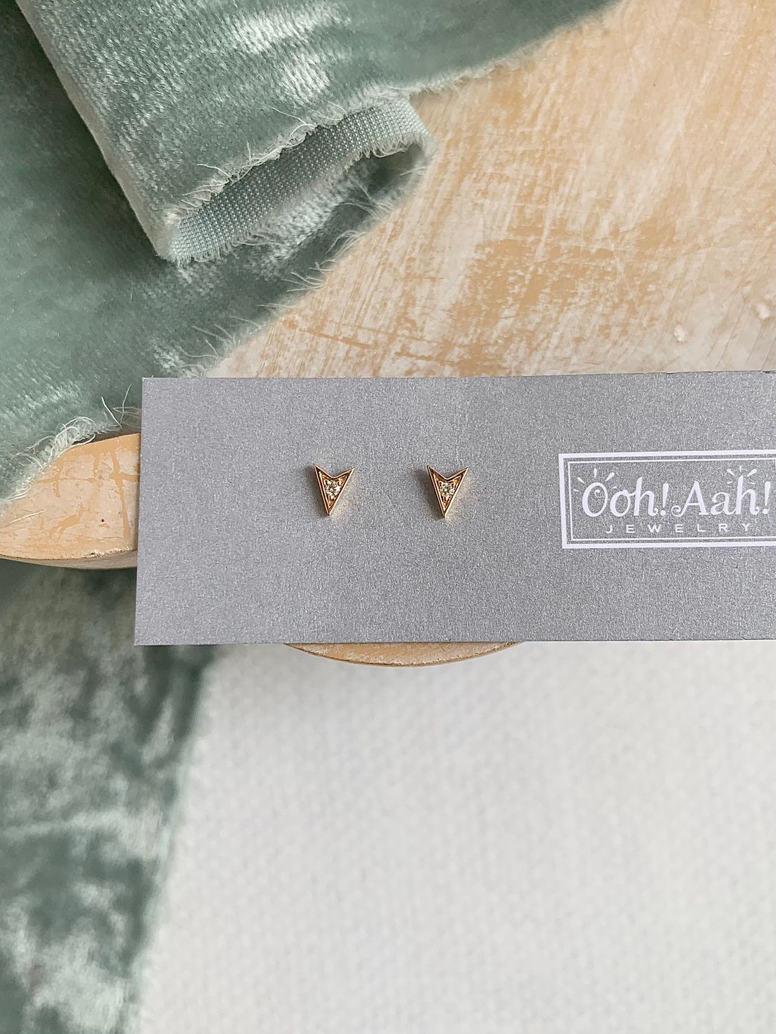 Dainty Arrowhead Diamond .02 ctw 18k Yellow Gold Stud Earrings