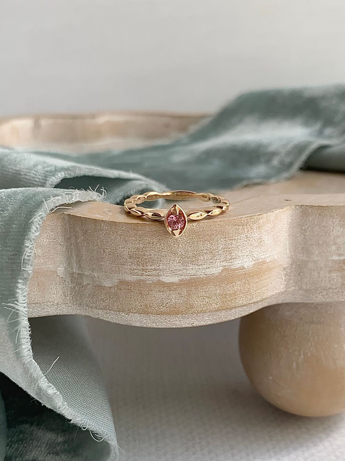 Pink Tourmaline 14k Yellow Gold Stack Ring