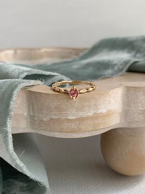 Pink Tourmaline 14k Yellow Gold Stack Ring