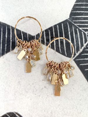 Circle Chandelier Crystal Goldfill Earrings