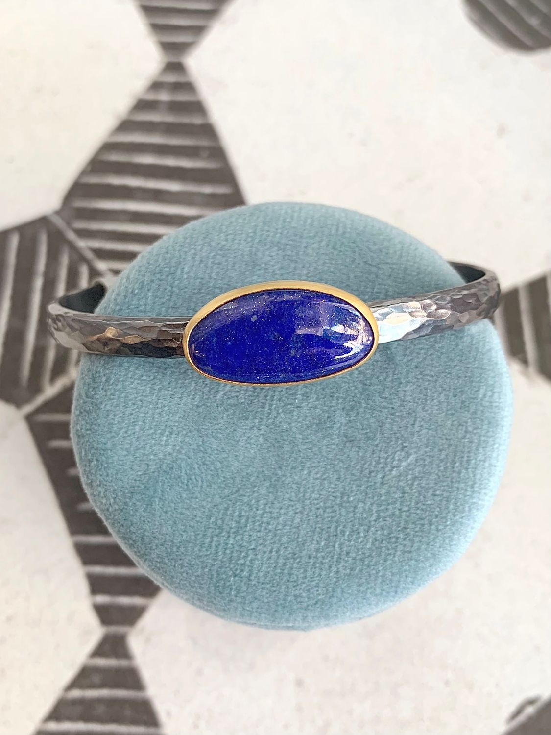 Katya Lapis Oxidized Silver 24k Fused Gold Cuff