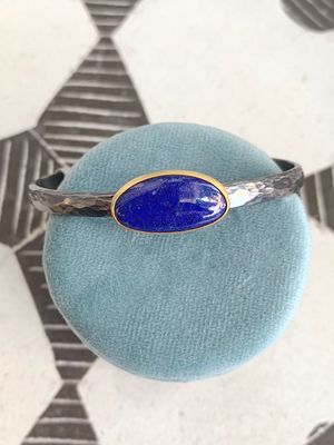 Katya Lapis Oxidized Silver 24k Fused Gold Cuff