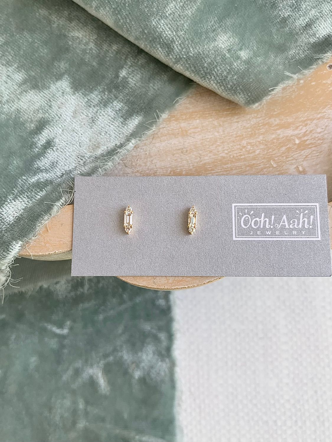 The Sweetest Diamond Baguette 14k Yellow Gold Stud Earrings