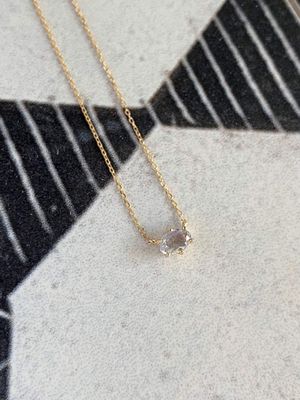 Prong Set East-West Oval Labradorite 14k Yellow Gold Necklace