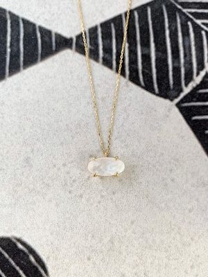 East West Moonstone 14k Yellow Gold Necklace