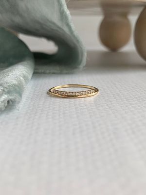 Stacked Dainty Diamond 14k Yellow Gold Ring