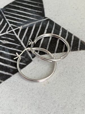 Sterling Silver Notched Hoop