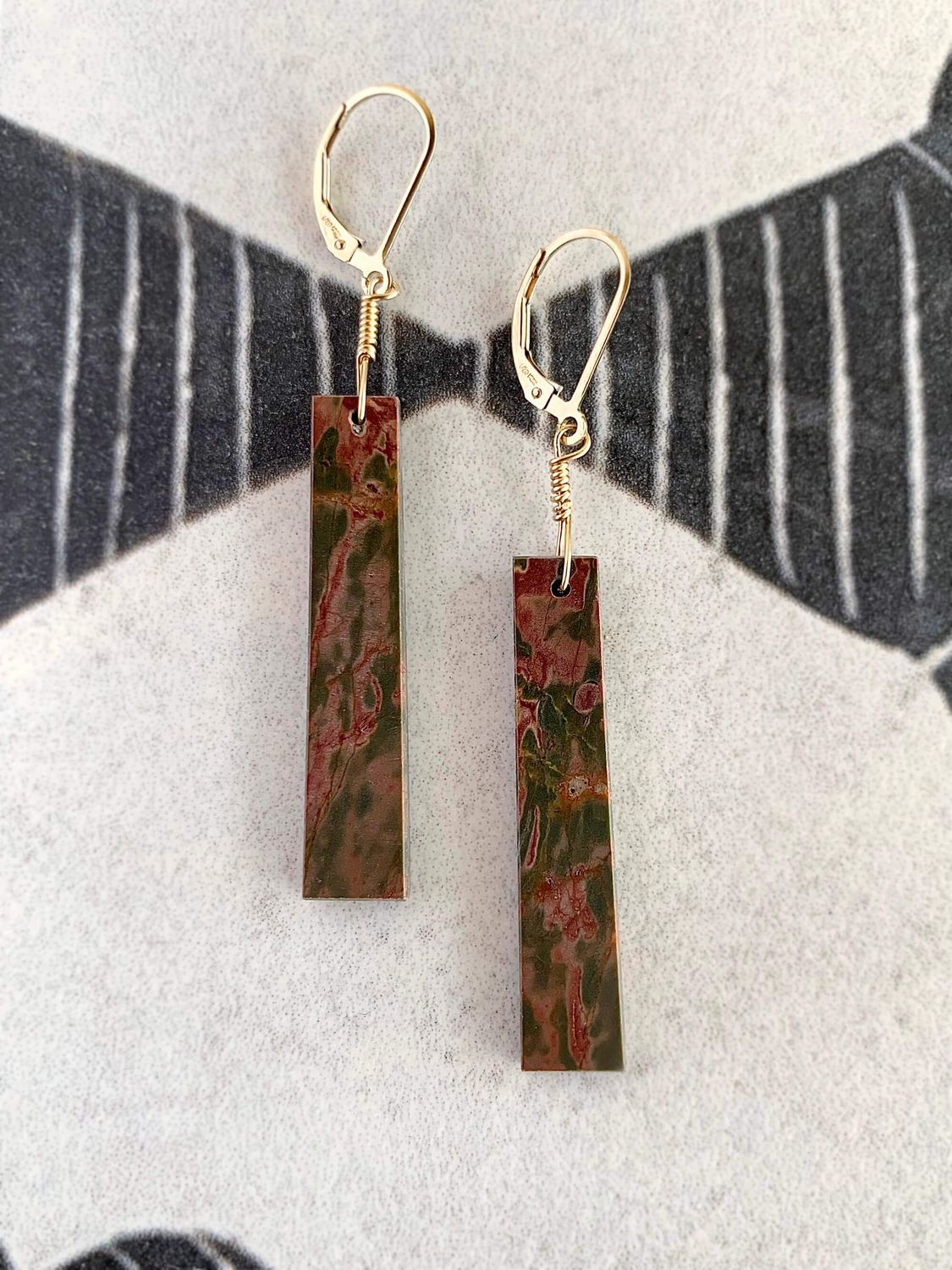 Balancing Red Jasper Gold Fill Earrings