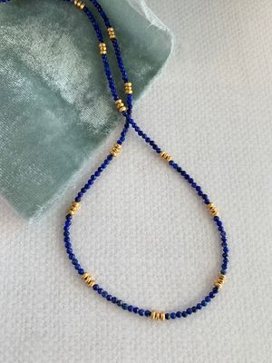 Dainty Lapis & Gold Vermeil Bead Strand Necklace