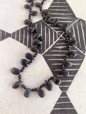 Rich Labradorite Droplets & Black Spinel Necklace