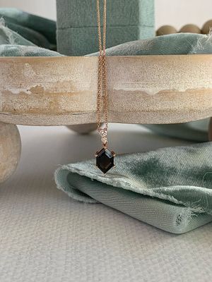 Noble Smoky Quartz Diamond 18k Rose Gold Necklace