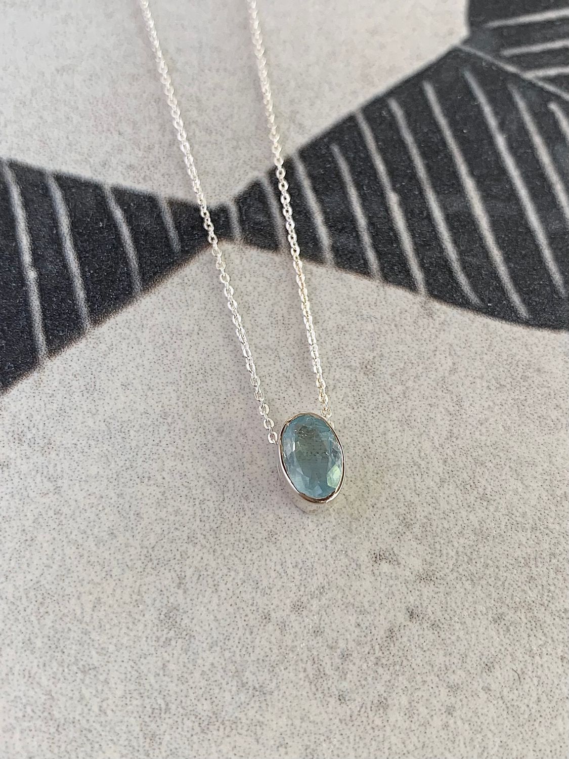 Calming Aquamarine Silver Necklace