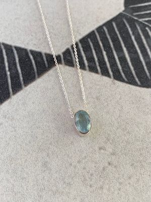 Calming Aquamarine Silver Necklace