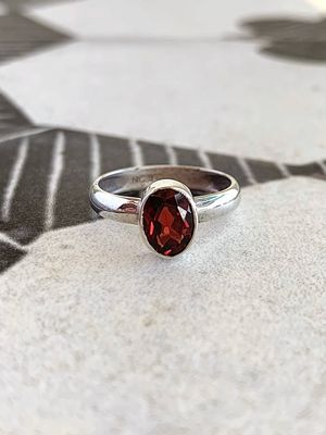 Warm Garnet Silver Ring