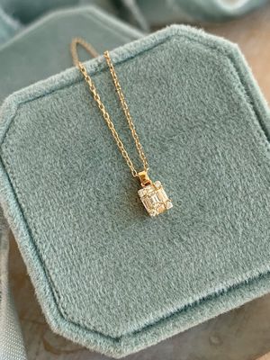 Stacked Diamond 18k Yellow Gold Necklace